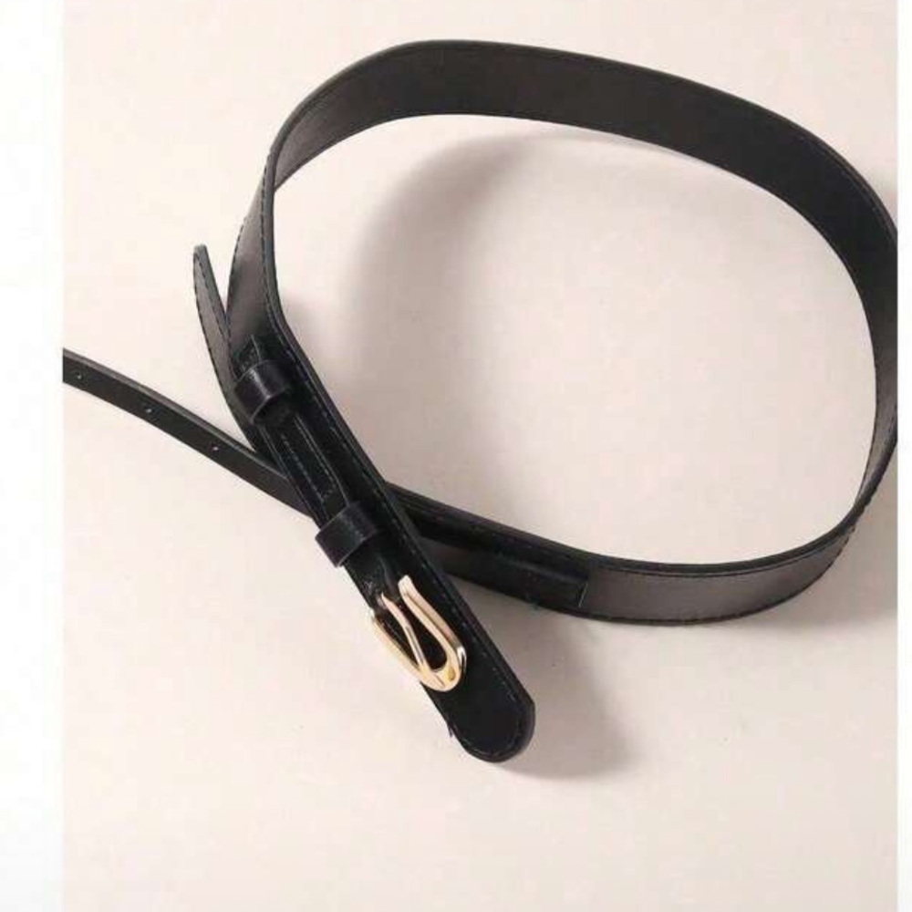Zara limited edition minimalist Black faux Leather Belt - Picture 7 of 8